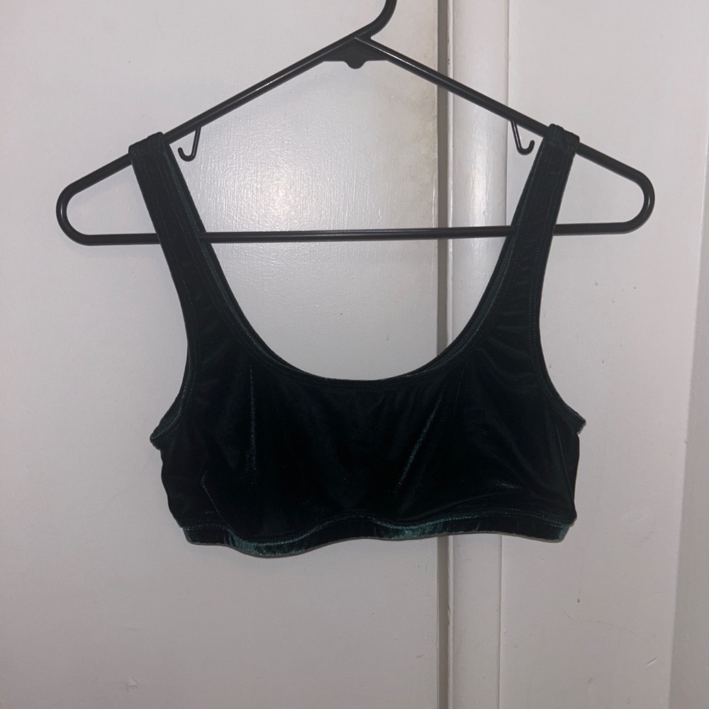 Good American Dark Green Velvet Bralette